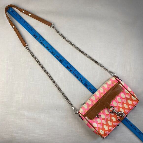 Rebecca Minkoff "MINI MAC" PINK + BROWN LEATHER Crossbody Bag! Long CHAIN STRAP - Picture 14 of 16